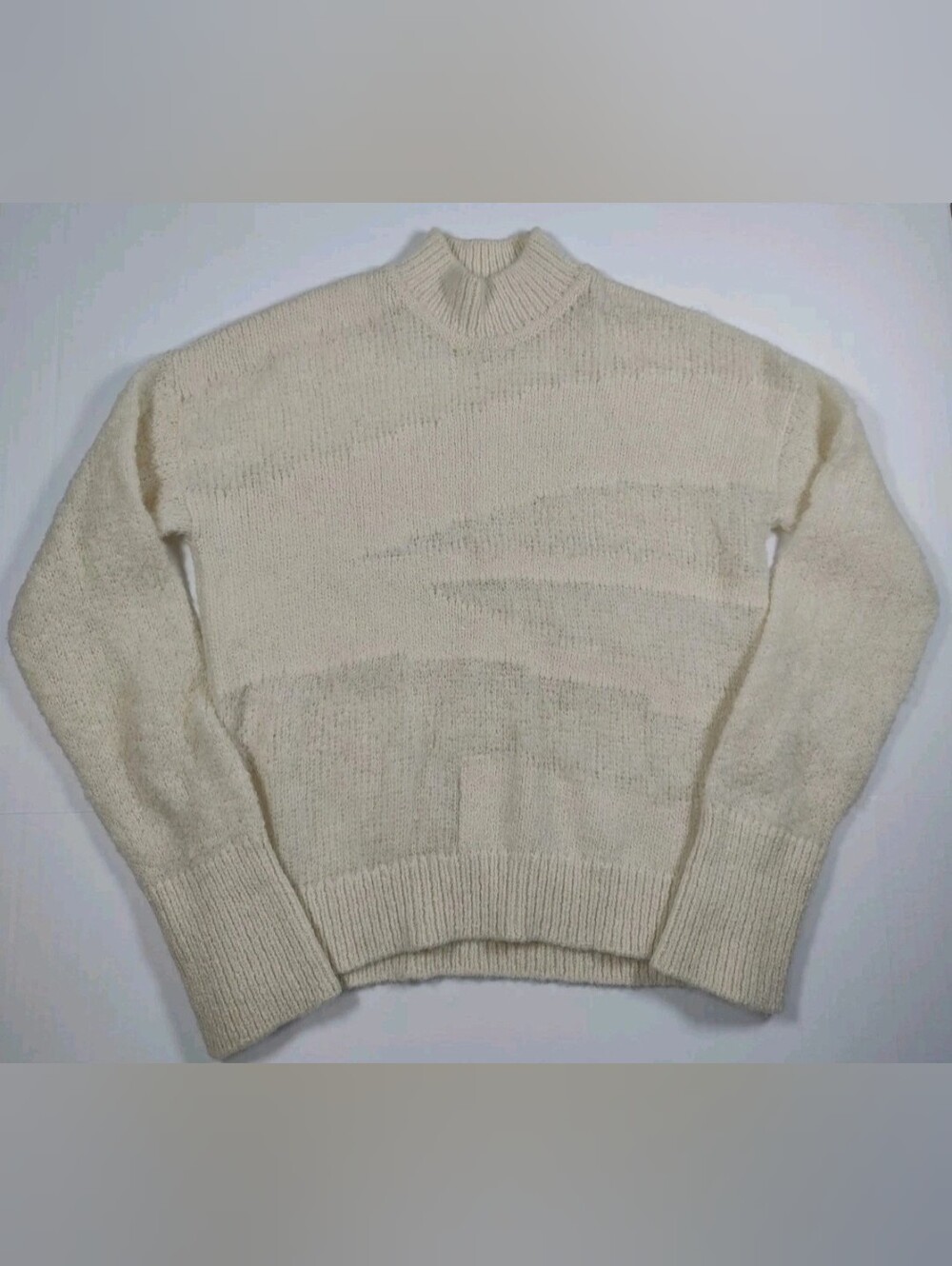 Free People Suki Alpaca Knit Cream Mock Neck Sweater Size L Made In Peru